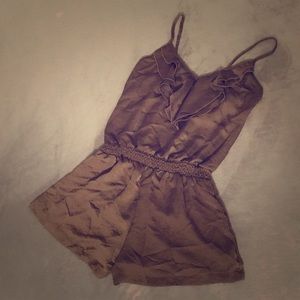Satin Olive Green Romper